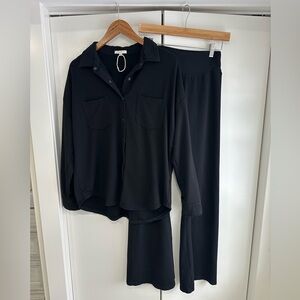 Zsupply Flare Pant and Button Front Shacket Set